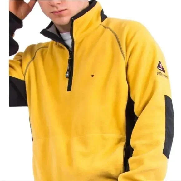 Vintage 90s Y2K Tommy Hilfiger Cold Stop Performance Fleece Jacket in Yellow XXL